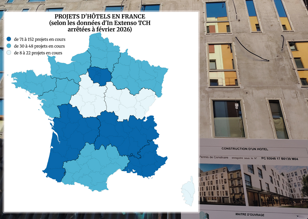 carte de France des projets d'hotels
