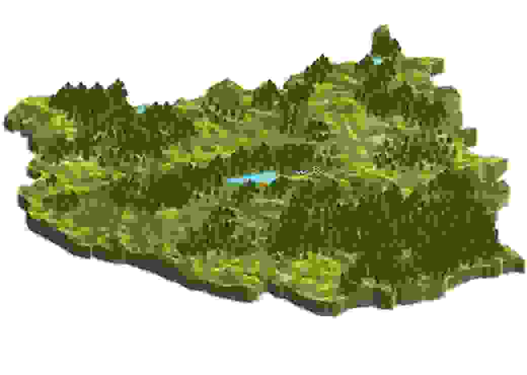 Carte en 3 dimensions du bassin de vie de Langogne