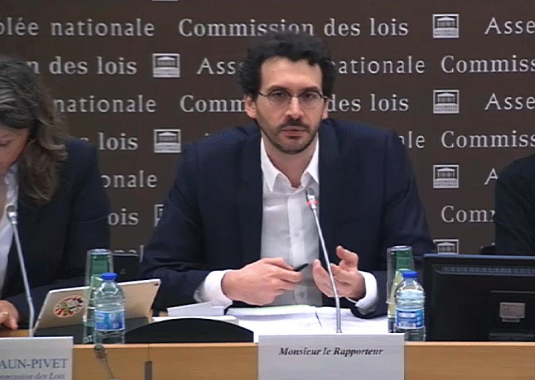 Bastien Lachaud, rapporteur, lors de l'examen du texte en commission des lois