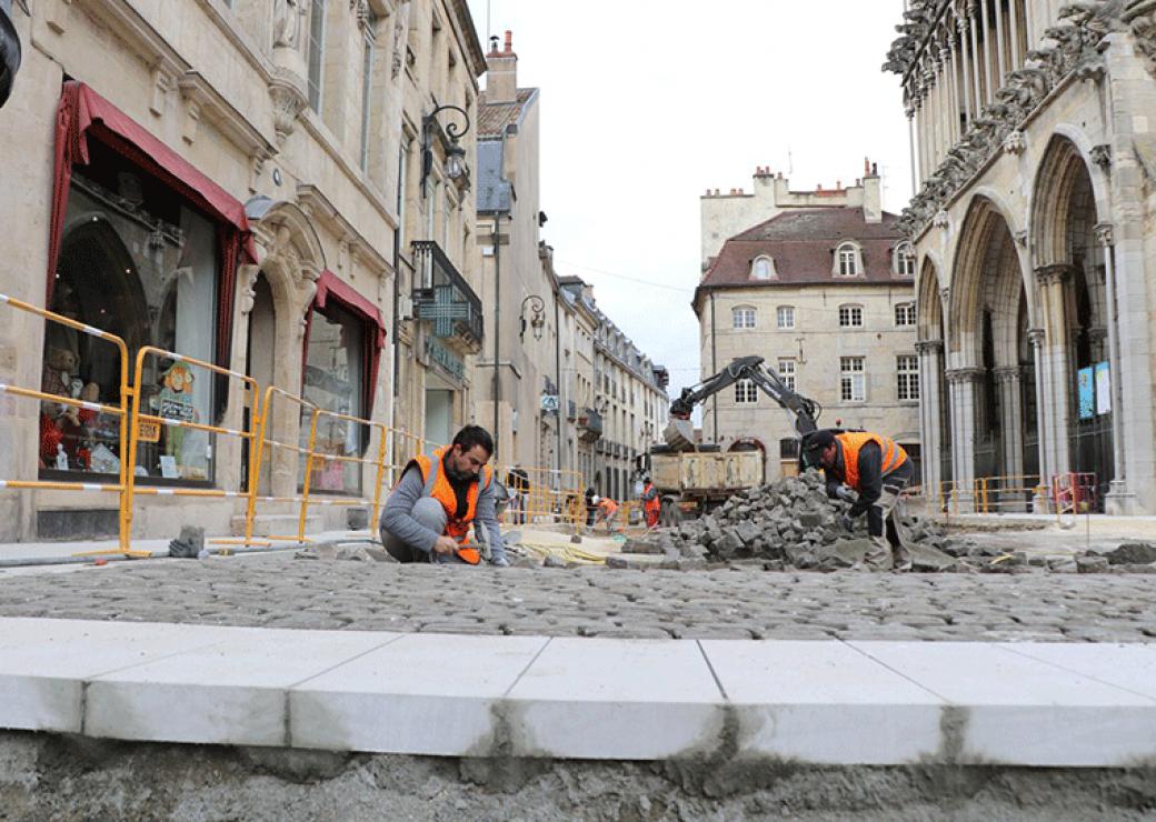 Travaux réalisés actuellement dans le centre-ville de Dijon