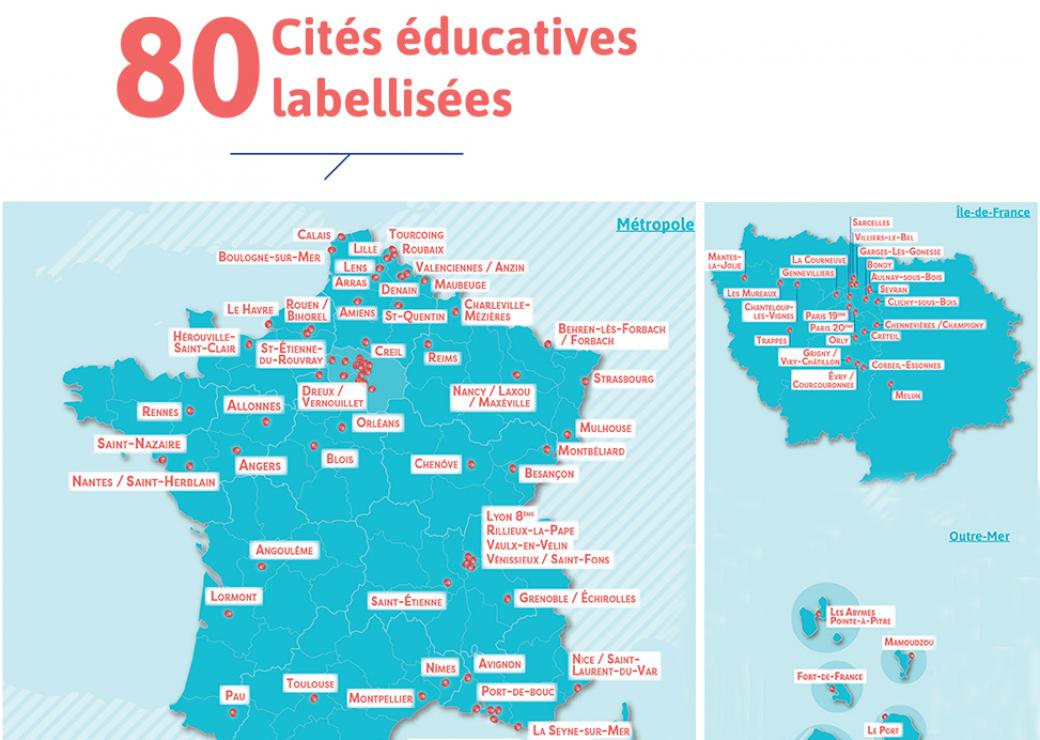Labellisations de 80 Cités éducatives rentrée 2019 