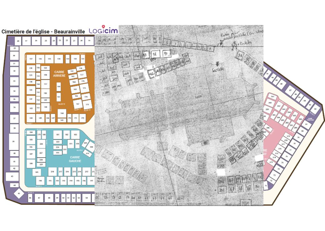 Plan du cimetière de l'église de Beaurainville