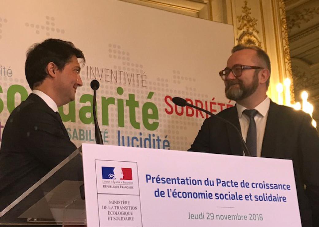 Christophe Itier, Haut-commissaire à l’Economie sociale et solidaire et à l’innovation sociale, et Antoine Troesch, directeur de l’Investissement de la Banque des Territoires