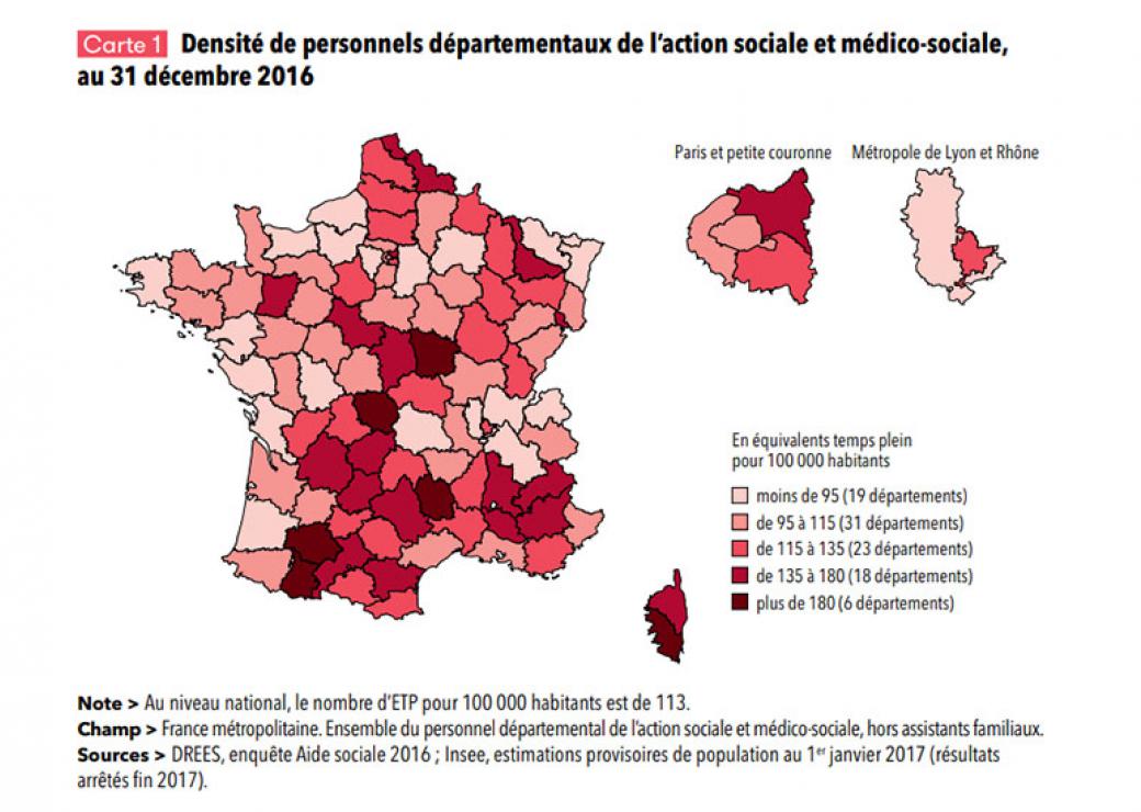 Densité de personnels départementaux de l'action sociale et médico-sociale