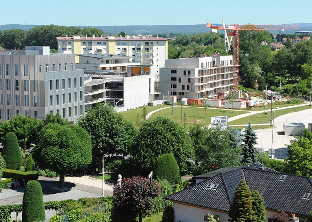 Vue de l'éco quartier et de la Zac des Blancherie de Montbéliard