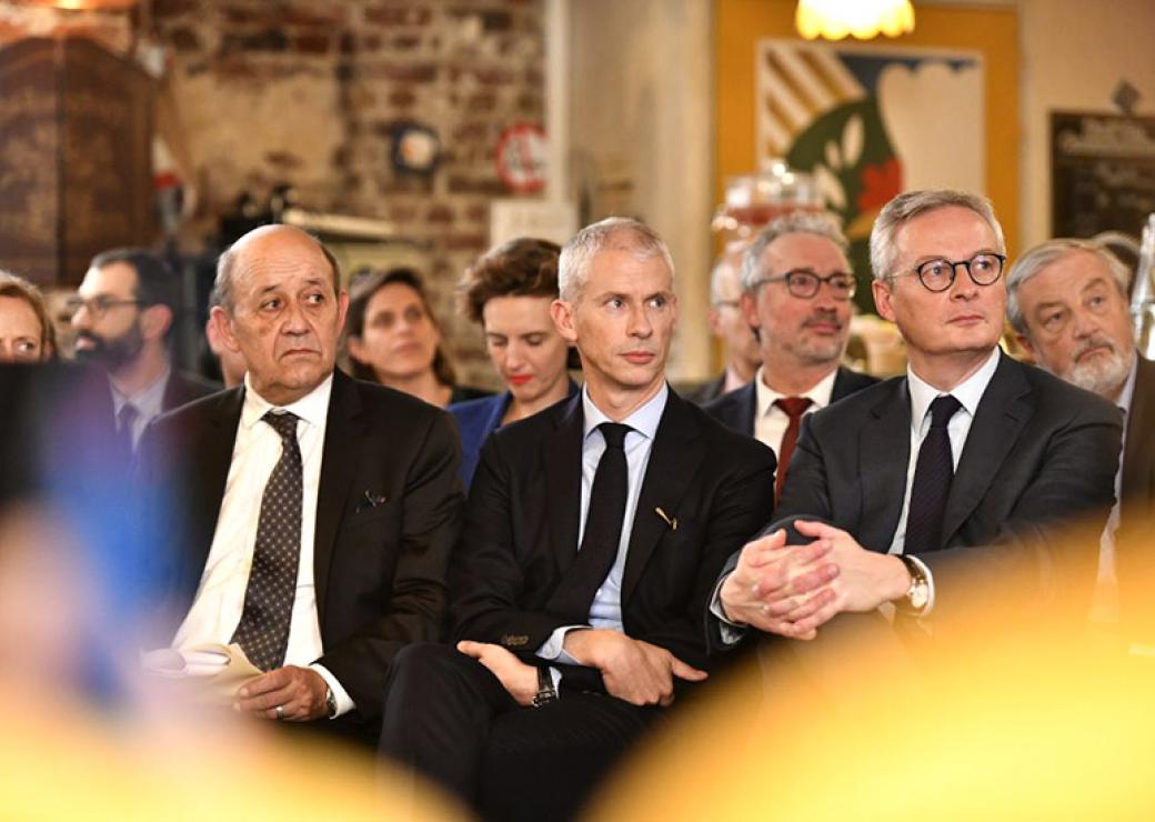 Jean-Yves Le Drian, Franck Riester et Bruno Le Maire.