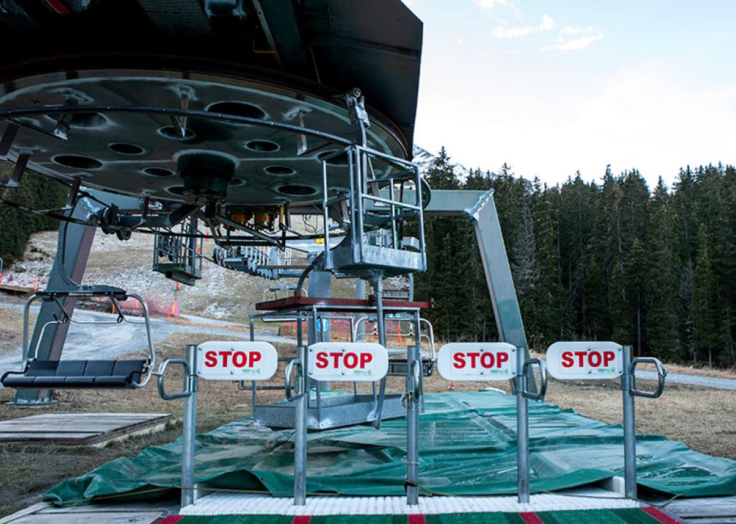  Station de sport d'hiver de Megève a l'arrêt. 