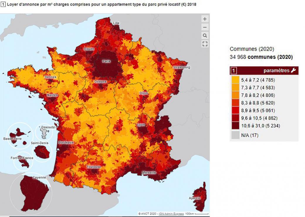 Carte des loyers 2020