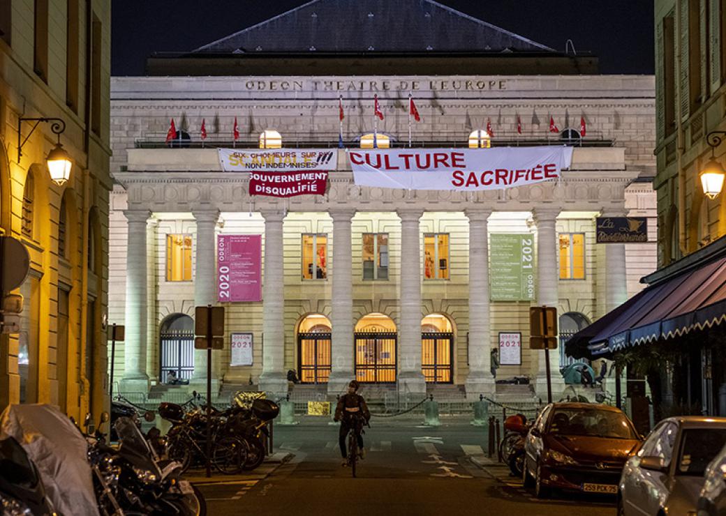Occupation du theatre de l'Odeon par des intermittents du spectacle