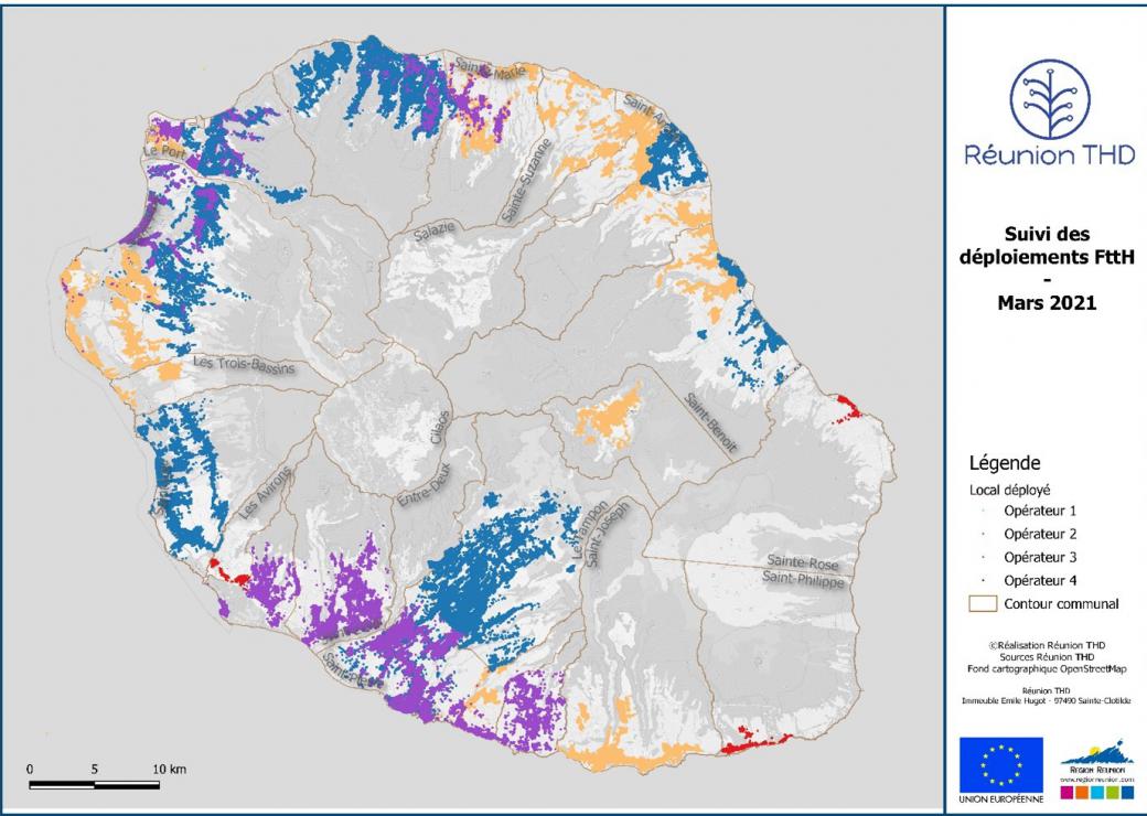 Carte de la réunion du suivi des déploiements du très haut débit