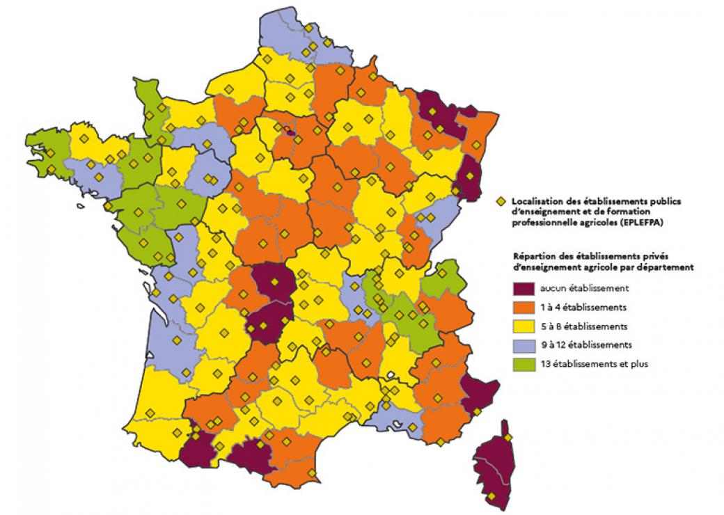 carte lycées agricoles