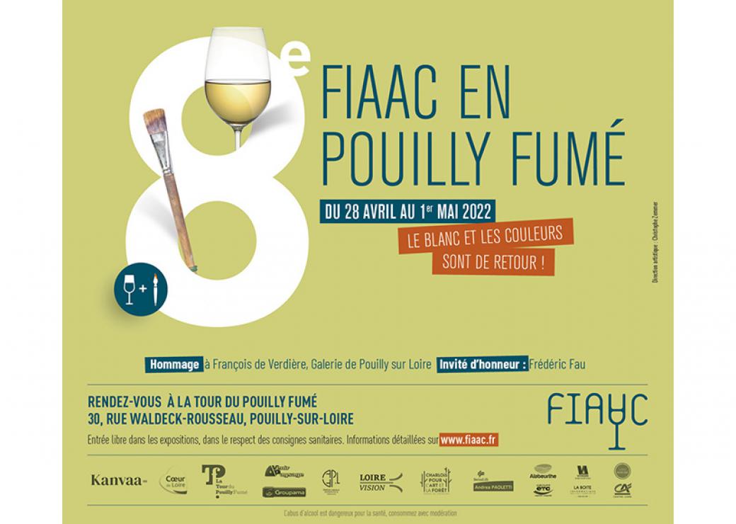 Affiche sur laquelle on peut sur fond vert: FIAAC en Pouylly Fumé, le blanc et les couleurs sont de retour