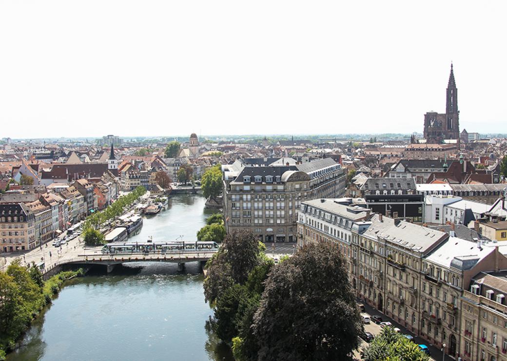Vue aérienne de la ville de Strasbourg