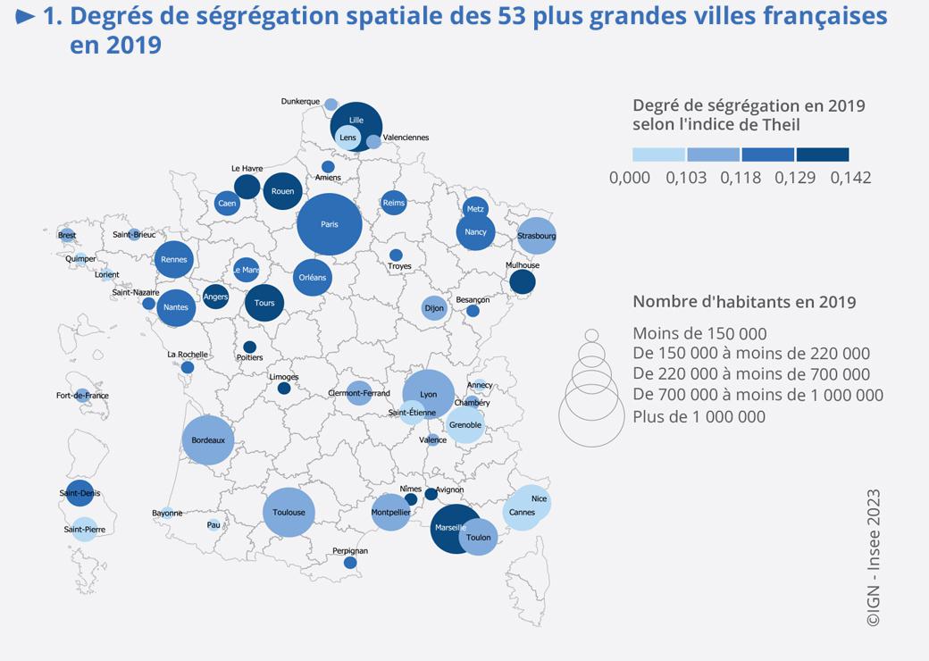 degrés de ségrégation spatiale