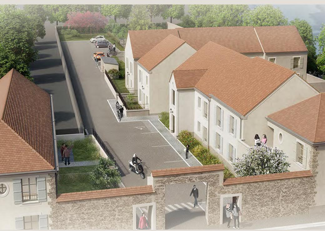 Image d'architecte d'un quartier de maisons neuves