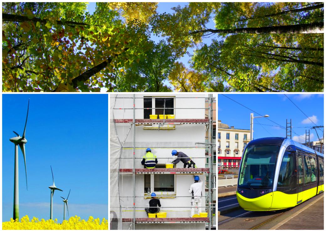 foret, éoliennes, rénovation énergétique et tramway