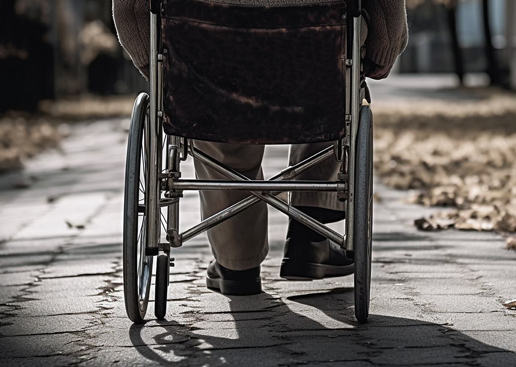 personne âgée en fauteuil roulant