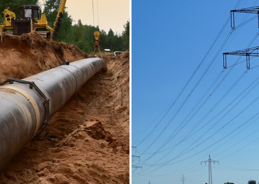 canalisation de gaz et lignes électriques