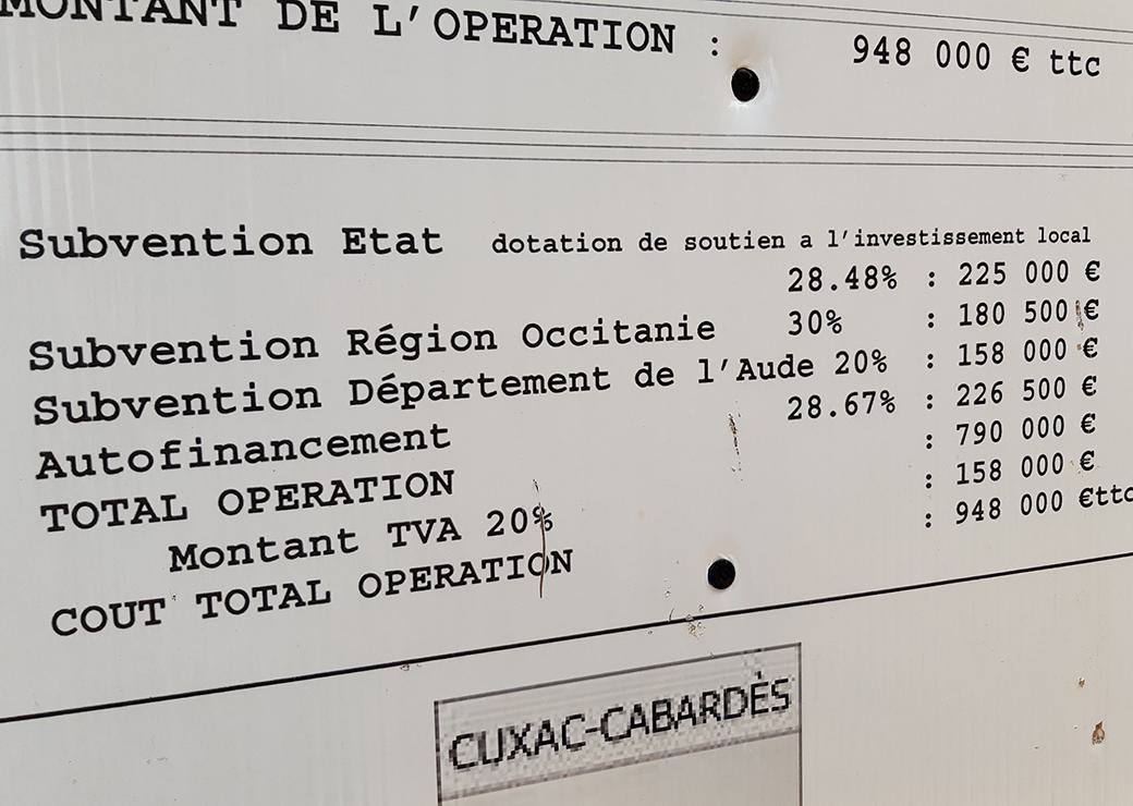 panneau de subvention