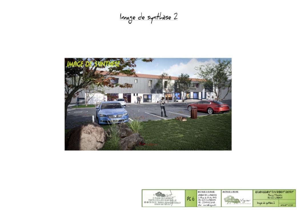 Image de synthèse type perspective d'architecte d'un bâtiment neuf