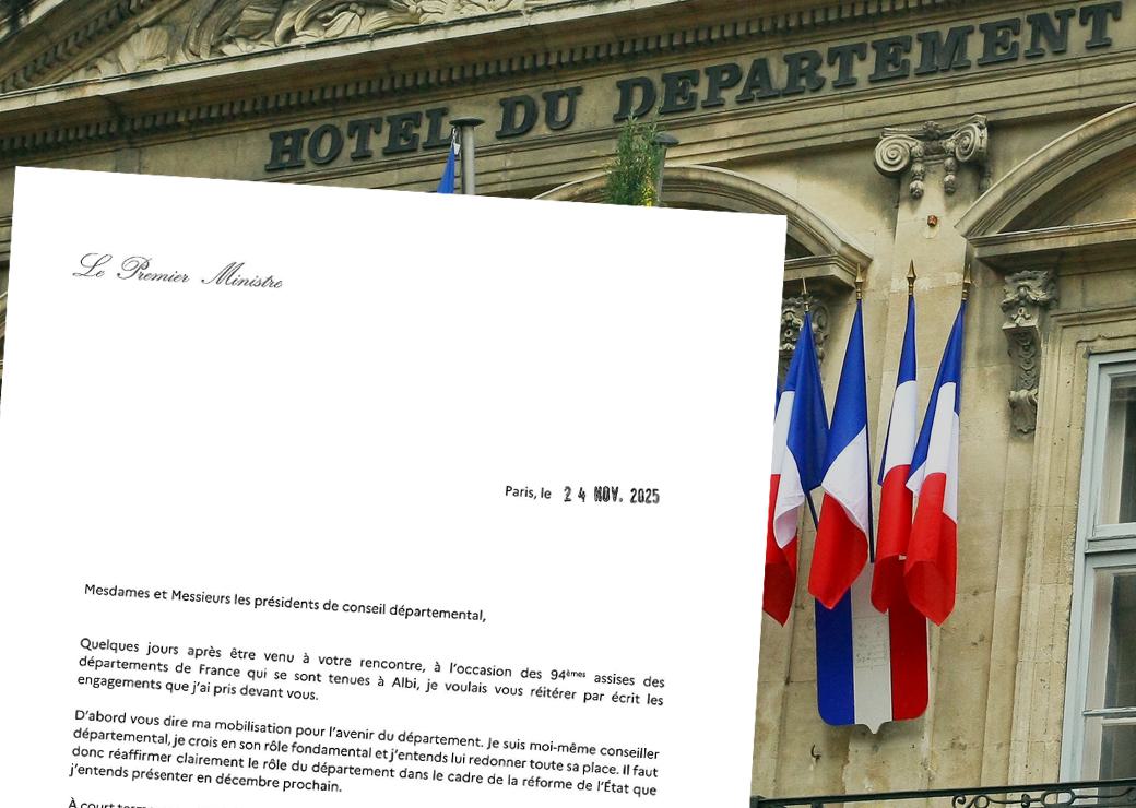 la lettre sur fond d'hotel du departement 