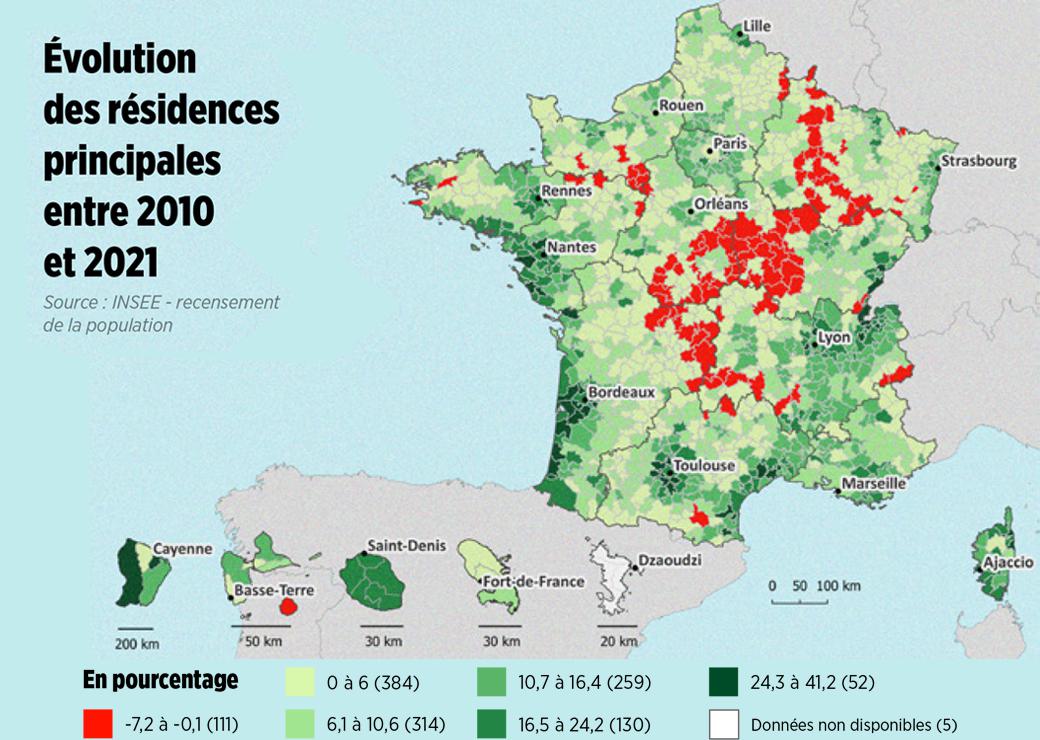 carte évolution des résidences principales entre 2010 et 2021