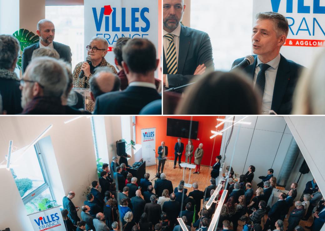  Jean-François Debat, Françoise Gatel et Gil Avérous lors de la cérémonie des vœux de Villes de France 