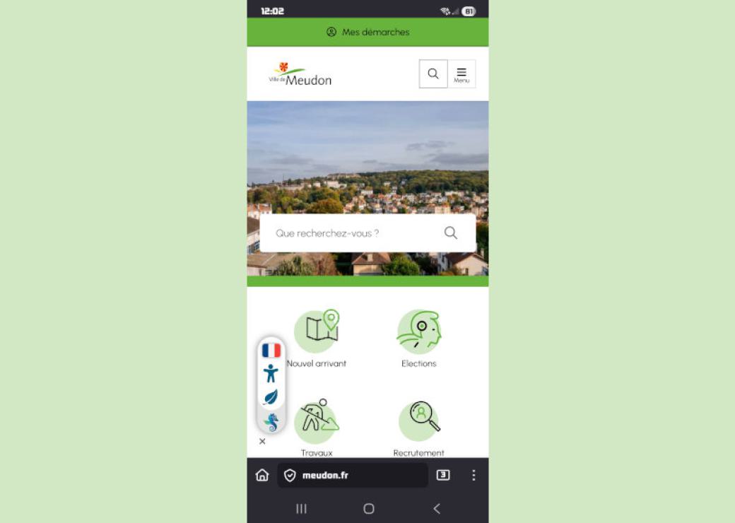 Capture d'écran d'une appli où l'on peut lire "meudon"