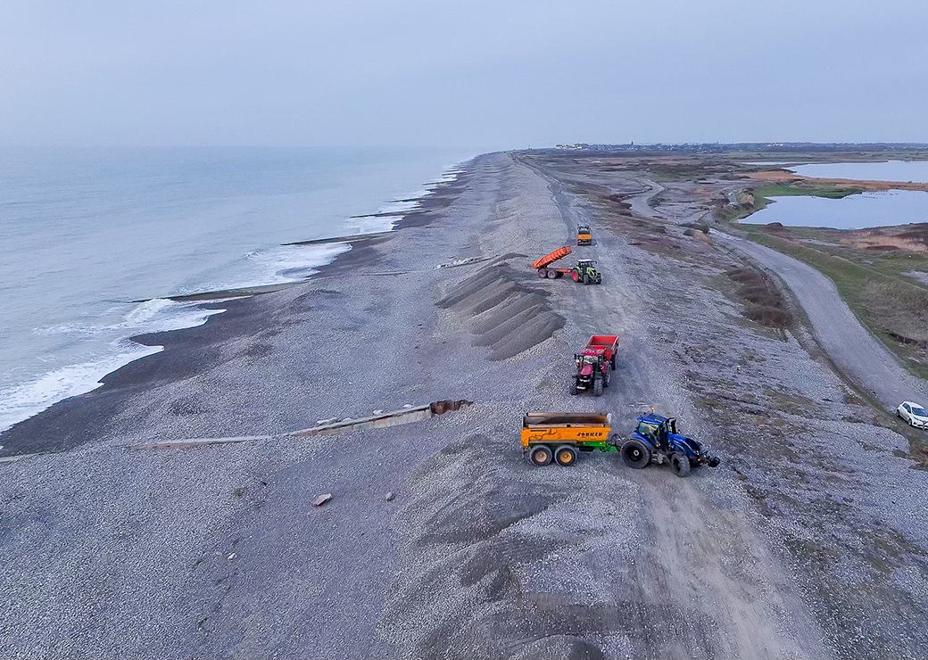 Réparation de la digue à Cayeux-sur-Mer début février 