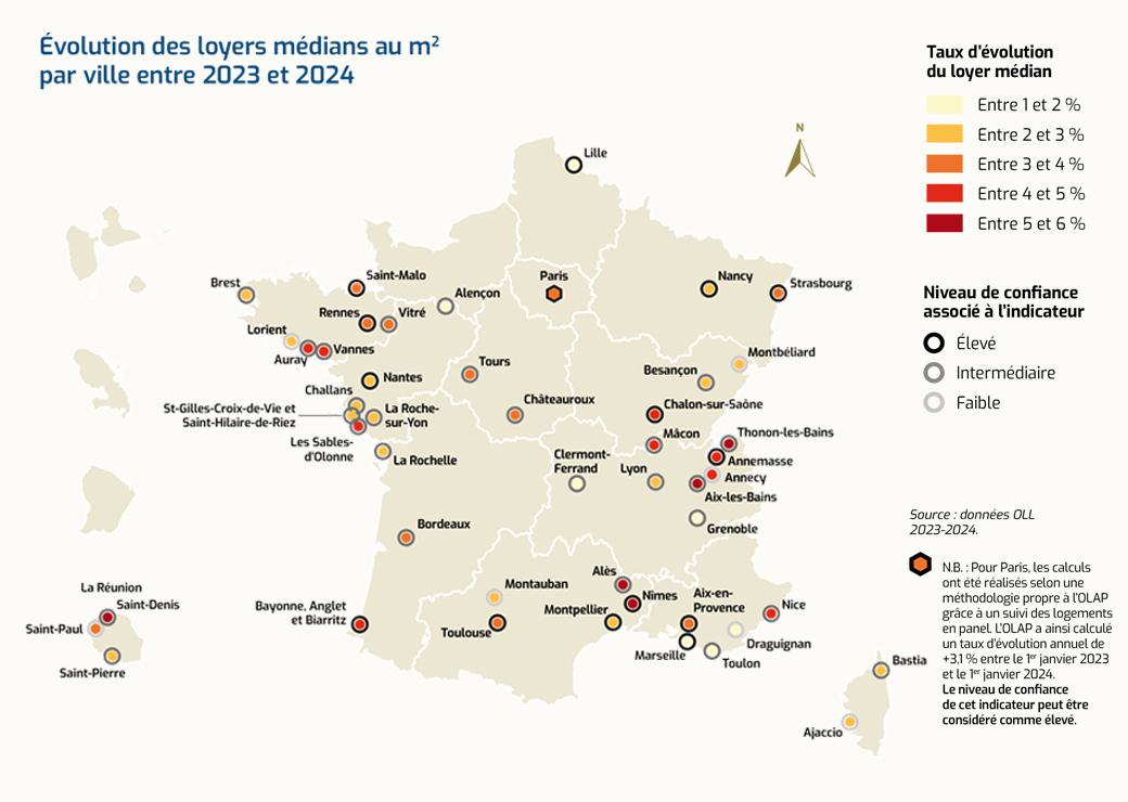 carte d'évolution des loyers 