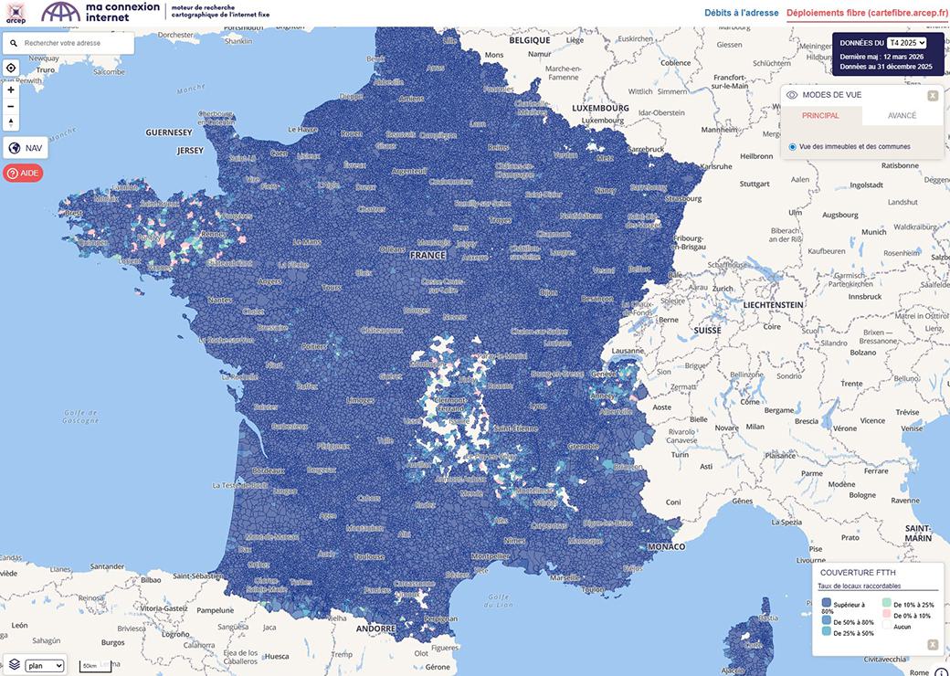 carte interactive de connexion internet 