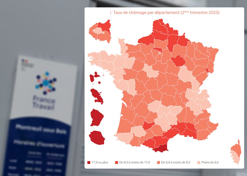 Carte : taux de chomage par département 