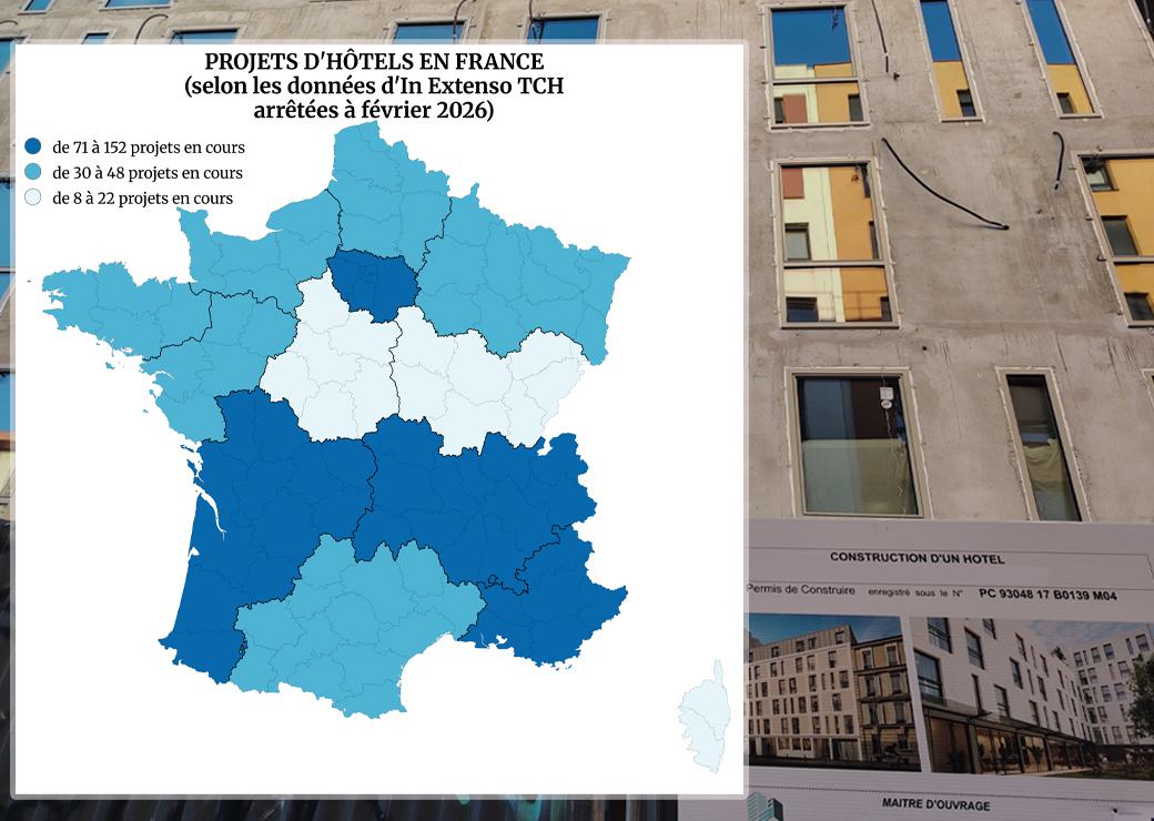 carte de France des projets d'hotels