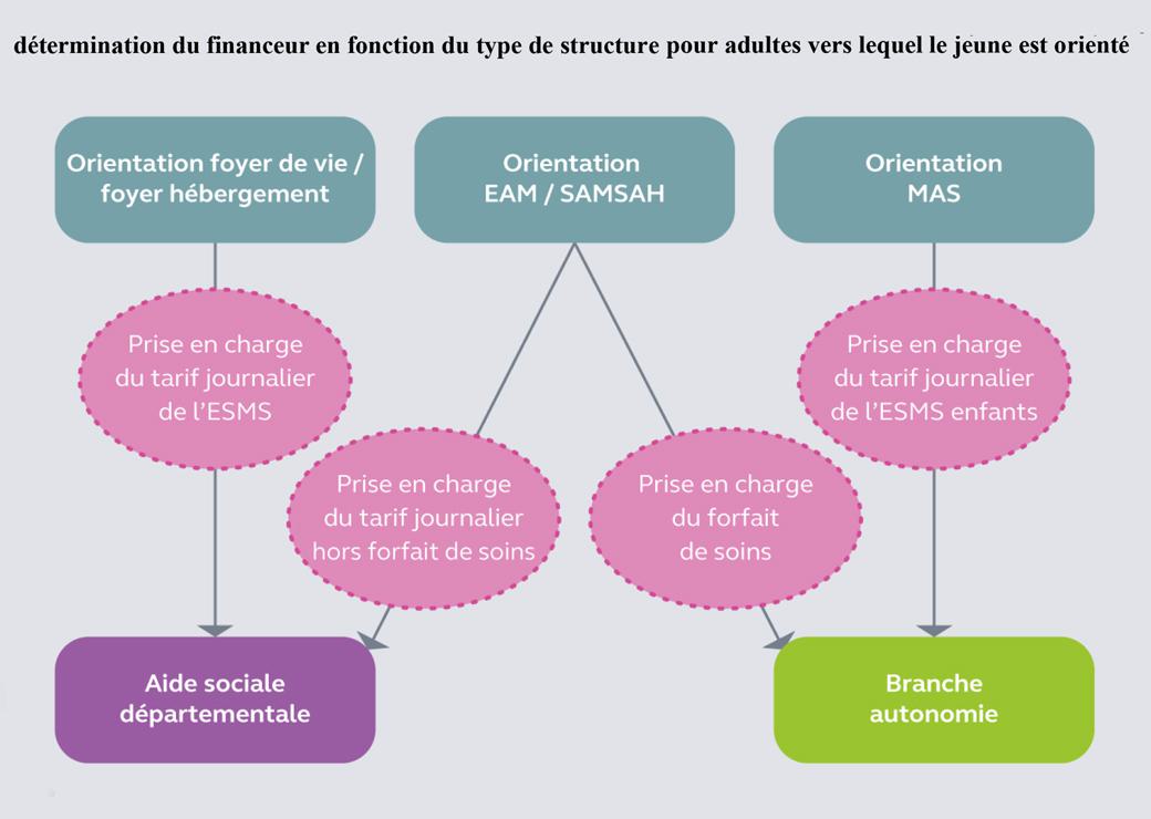 détermination du financeur en fonction du type de structure pour adultes vers lequel le jeune est orienté