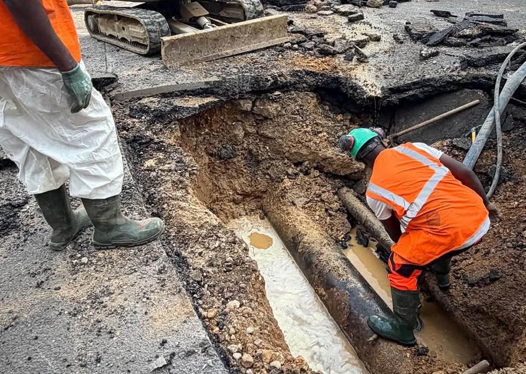 réparation sur une canalisation d'au 