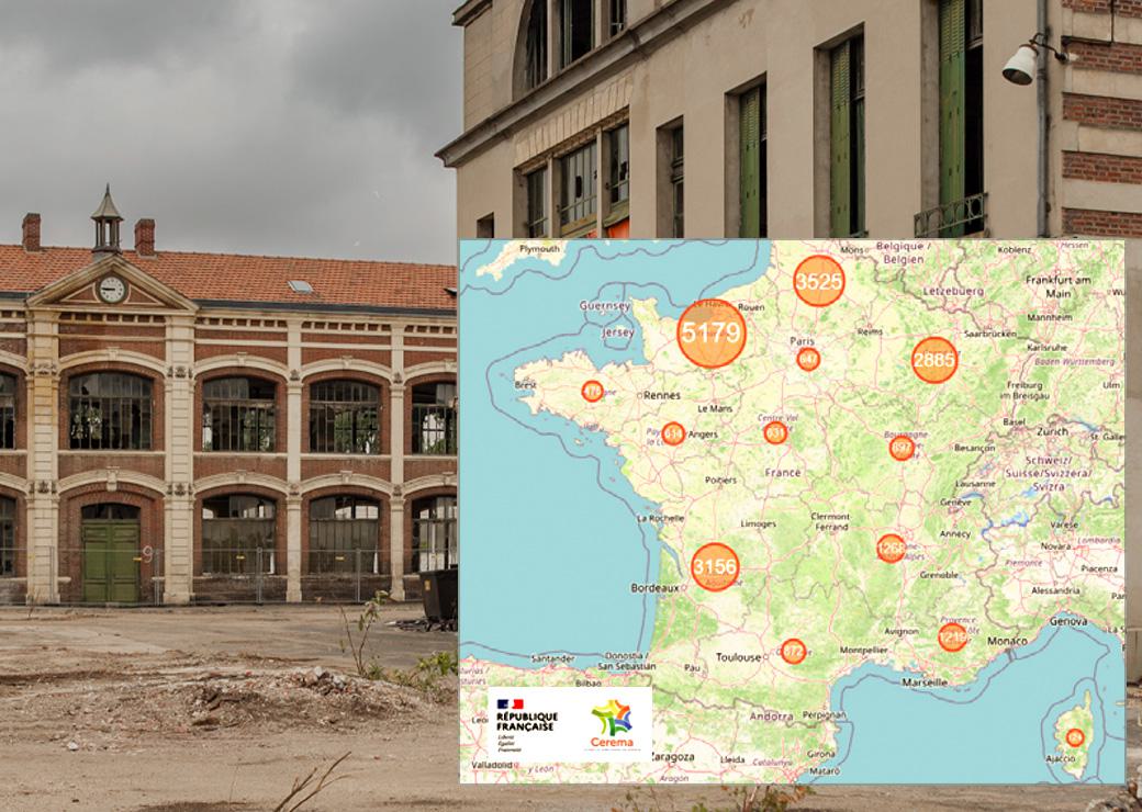 carte: Localisation des friches depuis Cartofriches (juillet 2026)