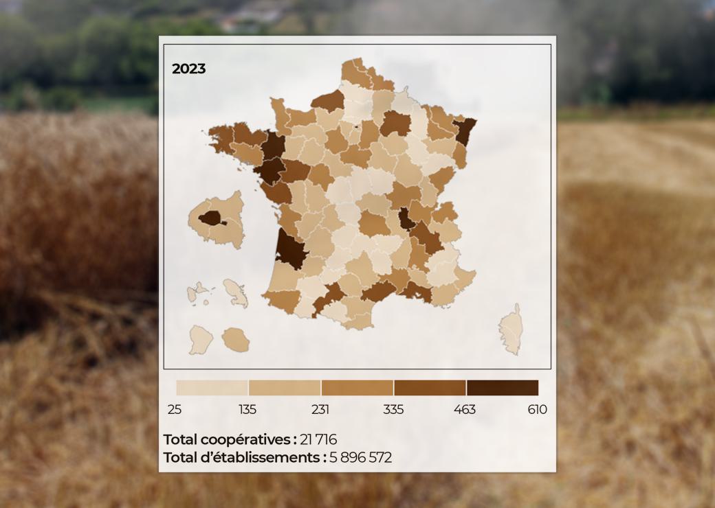 Nombre d’établissements des coopératives françaises par département