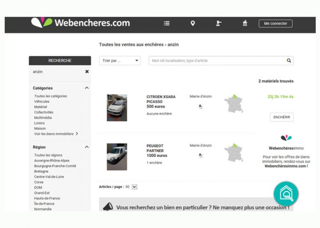 Vente de deux véhicules communaux sur la plateforme Webenchères