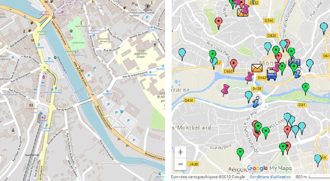 Plans ville Open Street Map Google