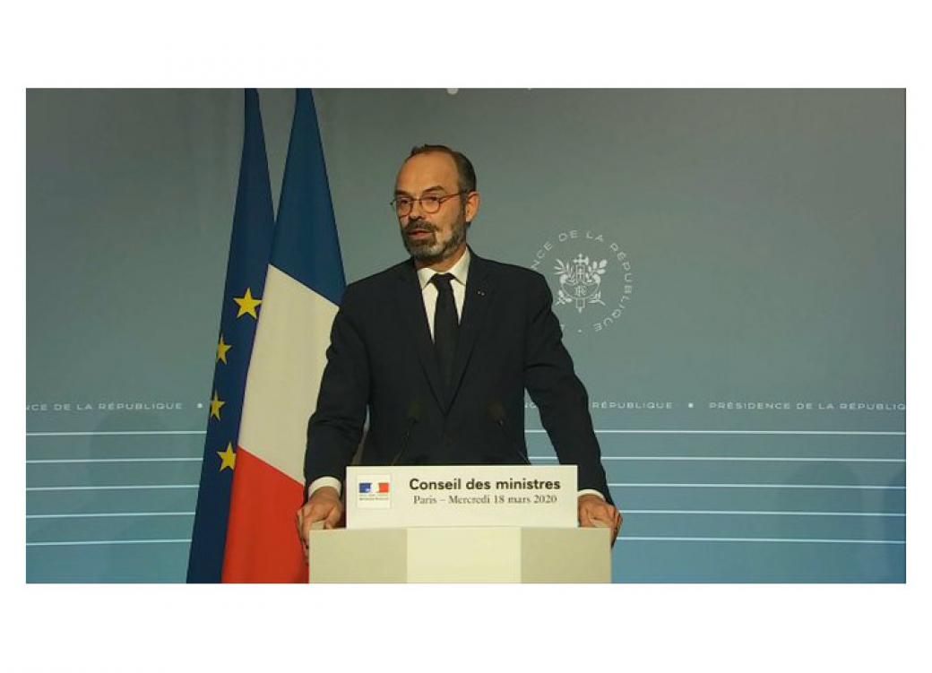 Edouard Philippe à la sortie du Conseil des Ministres le 18 mars 2020