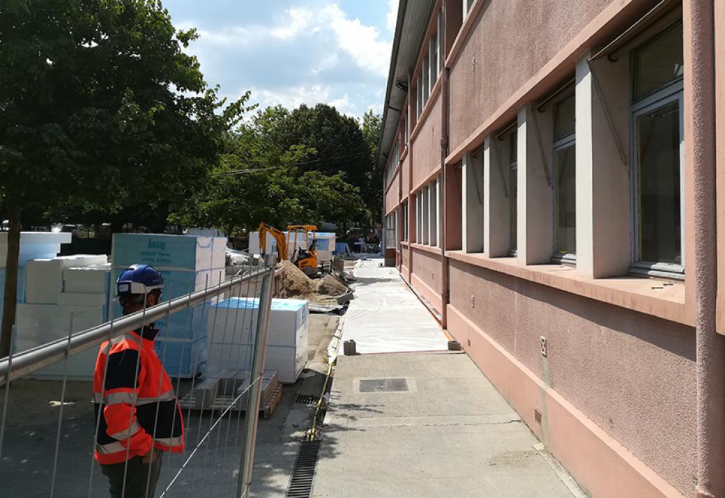 chantier de rénovation énergétique de l'école painlevé à Grenoble en 2018