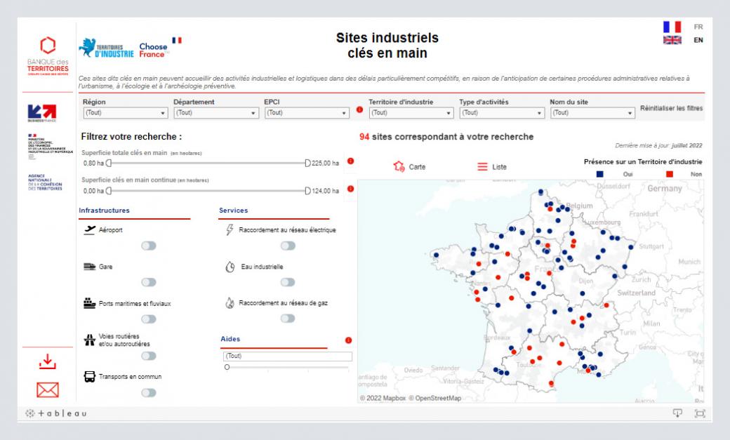 Data visualisation Dataviz Territoires d’industrie