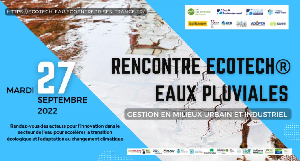 Affiche des rencontres Ecotech sur la gestion des eaux pluviales du 27 septembre 2022