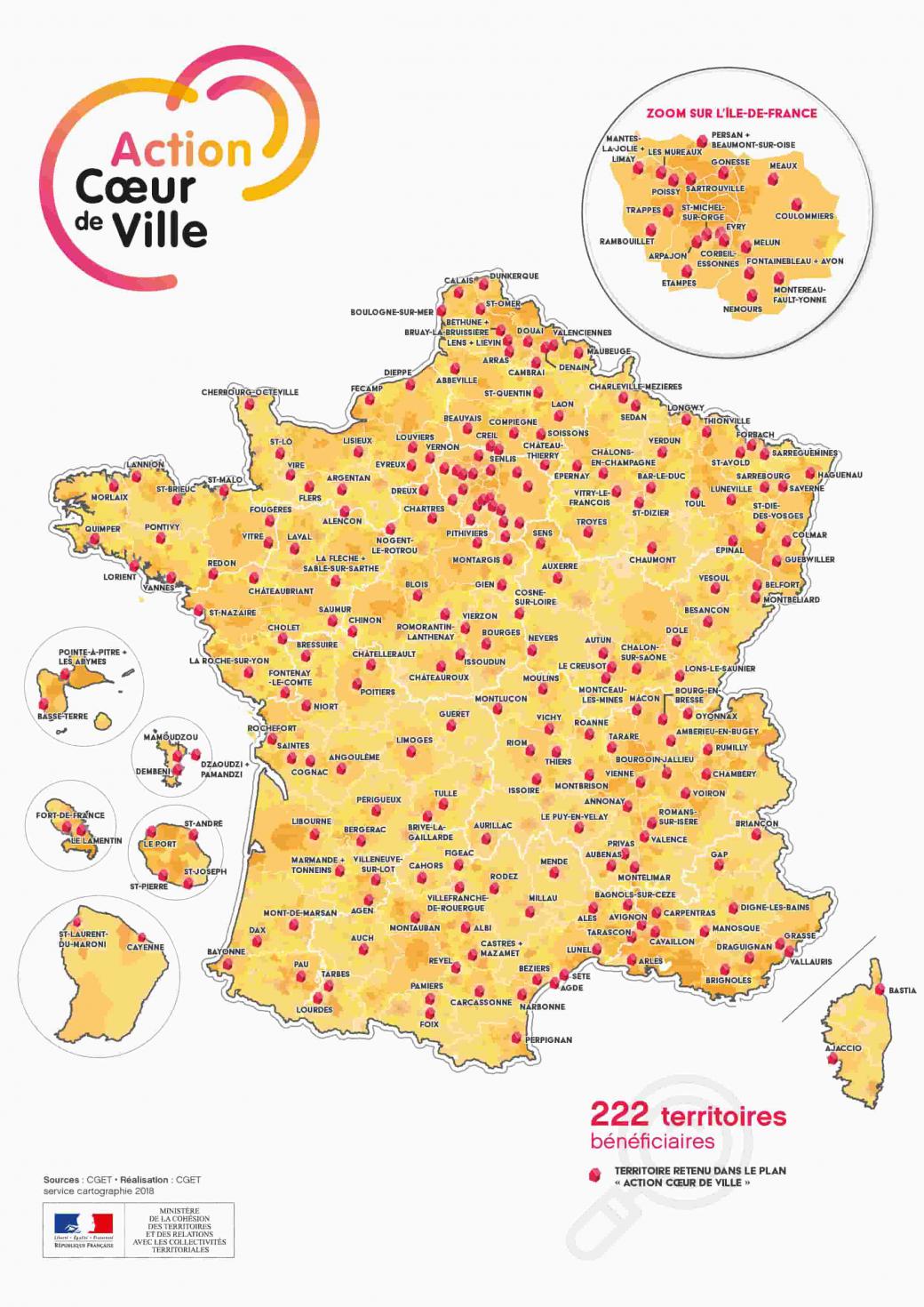 cartographie du programme Action Cœur de Ville