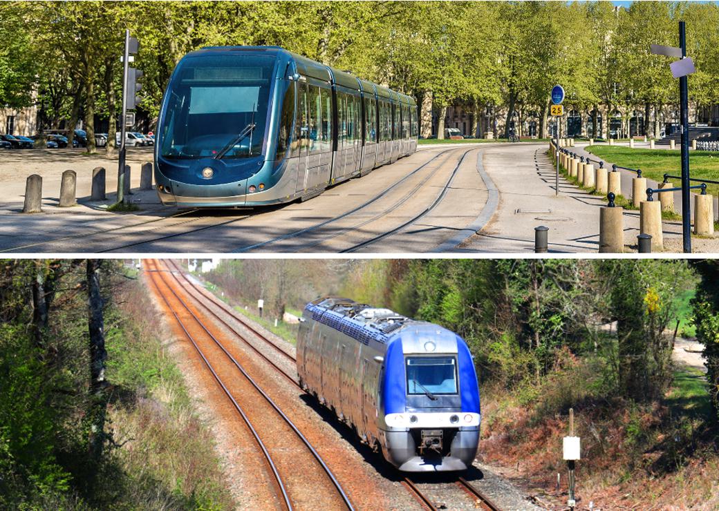 un bus et un tramway