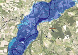 exemple de carte d'aléa inondation ( l'Allier-des-Plaines, Puy-de-Dôme)