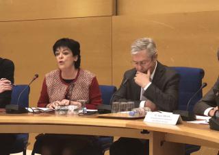 Bernard Bonne et Michelle Meunier présentant le 3 avril leur rapport fait au nom de la MECSS sur le financement de la dépendance