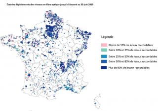 Etat des déploiements des réseaux en fibre optique jusqu'à l'abonné au 30 juin 2019n