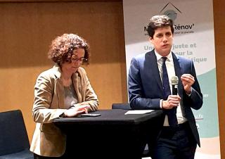 Emmanuelle Wargon et Julien Denormandie au siège de l'ANAH