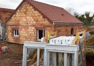 Maison en construction du projet Nièvre Habitat